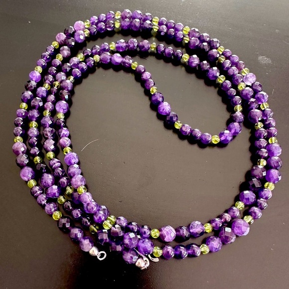 Amethyst & Peridot bead extra long necklace by Jay King - Picture 5 of 13